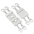 Macro shot of silver magnetic layered necklace clasp with double lobster claw hooks - Silver Color Double Row