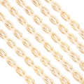 Detail of two-tone acrylic necklace chain with gold metal links and cream resin rings - 10x15mm Ring, 1 Meter Length / Gold + Clear White