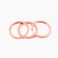 Detailed view of three rose gold flat split key rings for DIY jewelry accessories - 20mm / Rose Gold