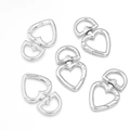 Lote de 5 mosquetones de corazón en aleación de zinc plata pulida para bolsos y joyas - 44*27mm / Plateado