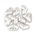 Polished silver heart-shaped CCB beads pendants with hanging loops for DIY jewelry making - 3# 29x20mm (20 Pieces/Pack)