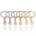 25mm metal keychains in silver, rose gold, and gold finishes with link chains - Key Ring and Jump Ring / Gold