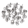 Silver stainless steel screw eye pins with cup tray for DIY pearl jewelry making - 8*4*1mm / Steel