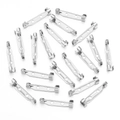 Bulk pack of 316 stainless steel three-hole silver brooch pins for DIY crafts - 17mm / Steel