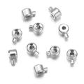 Set of 10 silver plated copper crimp beads with side protrusion for DIY jewelry making - 5*3mm Hole 1mm / White K/Silver