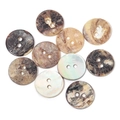 Set of 10 natural round shell buttons with dual holes for sewing and DIY crafts - MOP Shell 2-Hole / 10mm