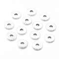 Close-up of twelve flat silver-colored metal spacer beads for DIY jewelry making - Silver Smooth Round Style (1) / 8MM (100 Pieces/Pack)