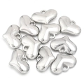 3D silver heart-shaped CCB beads with ring attachment for jewelry making - 4# 35x34.5mm (20 Pieces/Pack)