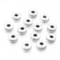 Platte ronde antieke zilveren afstandskralen voor doe-het-zelf sieraden maken - Zilver Gegroefde Ring Model (7)