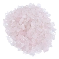 Nahaufnahme von natürlichen, unregelmäßigen Rosenquarz-Splittern für Dekoration und DIY - 100g Packung / Rosenquarz