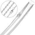 Silver flattened cross O-chain DIY necklace with lobster clasp and extension link - White K/Silver