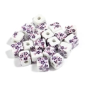Square ceramic beads featuring purple and pink floral patterns for DIY jewelry - Style 1# (Square) / 8x8mm