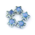 Handgemaakte ster keramische kralen met blauw-groen glazuur voor DIY-sieraden maken - Stijl 4 (Blauw Groen Wit) / 14mm