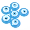 Macro detail of blue resin evil eye flat round pendants for DIY jewelry making - 30MM / Light Blue