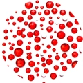 Macro view of multi-size faceted red glass rhinestones with flat backs for nail art - Bright Red - Round