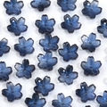 Macro detail of dark blue gradient cherry blossom beads with glitter for DIY jewelry - Blue Black Sakura