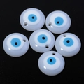 Detailed view of six circular blue evil eye beads for DIY jewelry making accessories - 30MM / White