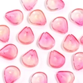Macro detail of pearlescent pink petal beads for DIY jewelry making and hairpins - Rose Red with Gold Plum Petal / 50 Pieces
