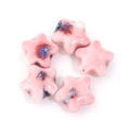Perles étoiles en céramique rose avec glaçure bleue pour création de bijoux DIY - Style 10 (Four Rose Violet) / 14mm