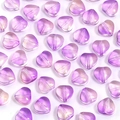 Macro shot of purple translucent heart beads with gold glitter for DIY jewelry making - 8mm (50 Pieces) / Purple with Glitter