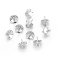 Silver plated copper pearl cup bails with eye pins for DIY jewelry making charms - 3mm / White K/Silver