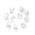 Silver plated cup and peg bails with hanging loops for pearl jewelry DIY components - 3mm / Silver