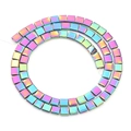 Rainbow plated square hematite spacer beads with double holes for DIY jewelry making - 5x1mm (380 Pieces) / Colorful