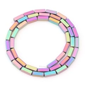 Rainbow plated hematite rectangular pillar loose beads for DIY jewelry making - 2x4mm (90 Pieces) / Colorful