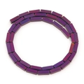 Macro detail of rectangular iridescent purple hematite beads for DIY jewelry making - Purple