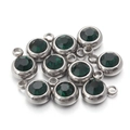 DIY jewelry charm with dark green gemstone and silver stainless steel ring base - Dark Green Stone - Steel Base