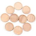 Set of 10 round natural wood bezel trays for DIY jewelry making and craft bases - Inner Diameter 12mm / Beige