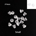 Macro shot of 4x4mm small clear silicone earring backs with bullet shape design - Bullet Shape Small