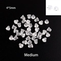 Macro detail of 4x5mm plum flower silicone earring backs with clear size measurements - Bullet Shape Medium