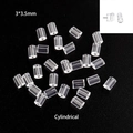 Macro shot of 3x3.5mm clear cylindrical silicone earring backs for DIY jewelry parts - Cylinder