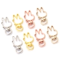 Set of rabbit shaped metal swivel lobster clasps in gold silver and rose gold finishes - Rabbit Style (3.5x2cm) / Gold