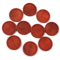 Set of 10 vintage round dark red sandalwood DIY jewelry cabochon trays in wood finish - Inner Diameter 12mm / Reddish Brown