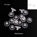 Macro shot of 6x11mm flying saucer clear silicone earring backs for jewelry DIY - Flying Saucer
