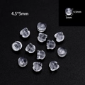 Detailed size view of clear silicone bullet earring backings with dimensions 4.5x5mm - Cap Style Small