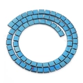 Blue square metallic hematite beads with double holes for DIY jewelry making - 5x1mm (380 Pieces) / Blue