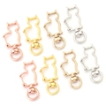 Cat shaped swivel lobster clasps in gold silver rose gold and bronze finishes - Cat 2 Style (4.2x1.9cm) / KC Gold