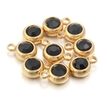 Gold stainless steel birthstone pendant with faceted black gemstone for DIY jewelry - Black Stone - Gold Base
