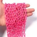 Neon pink acrylic link chain necklace accessory shown in hand for scale and glossy finish - 50cm One Piece (Chain Width 13.5mm, Width 7.5mm, Wire Diameter 2mm) / Oval Link Chain (8575) / Hot Pink