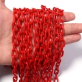 Vibrant red acrylic plastic chain link accessory for DIY jewelry and lanyards - 50cm One Piece (Chain Width 13.5mm, Width 7.5mm, Wire Diameter 2mm) / Oval Link Chain (8575) / Red