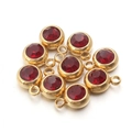 Golden birthstone charm with red crystal inlay for DIY jewelry making and handmade accessories - Wine Red Stone - Gold Base