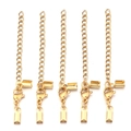 5 sets of gold plated stainless steel lobster clasps with extension chains and cord ends - Gold Style / 4mm Width