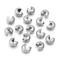 Polished silver stainless steel C-shaped crimp bead covers for jewelry making - Small Style (3.4*4mm) / Steel