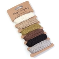 Detailed view of 6-color natural jute twine set wrapped on kraft hanging cards - Approx. 2mm Thickness 6 Colors Per Board 5m Per Color / Coffee Tones