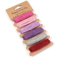Detail of 6-color 2mm braided jute twine rolls on kraft cards for DIY gift wrapping - Approx. 2mm Thickness 6 Colors Per Board 5m Per Color / Peach Tones