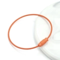 Orange stainless steel braided wire keychain ring with secure screw lock connector - Orange