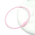 Light pink steel cable loop key ring with knurled screw connector and gold plating - Pink